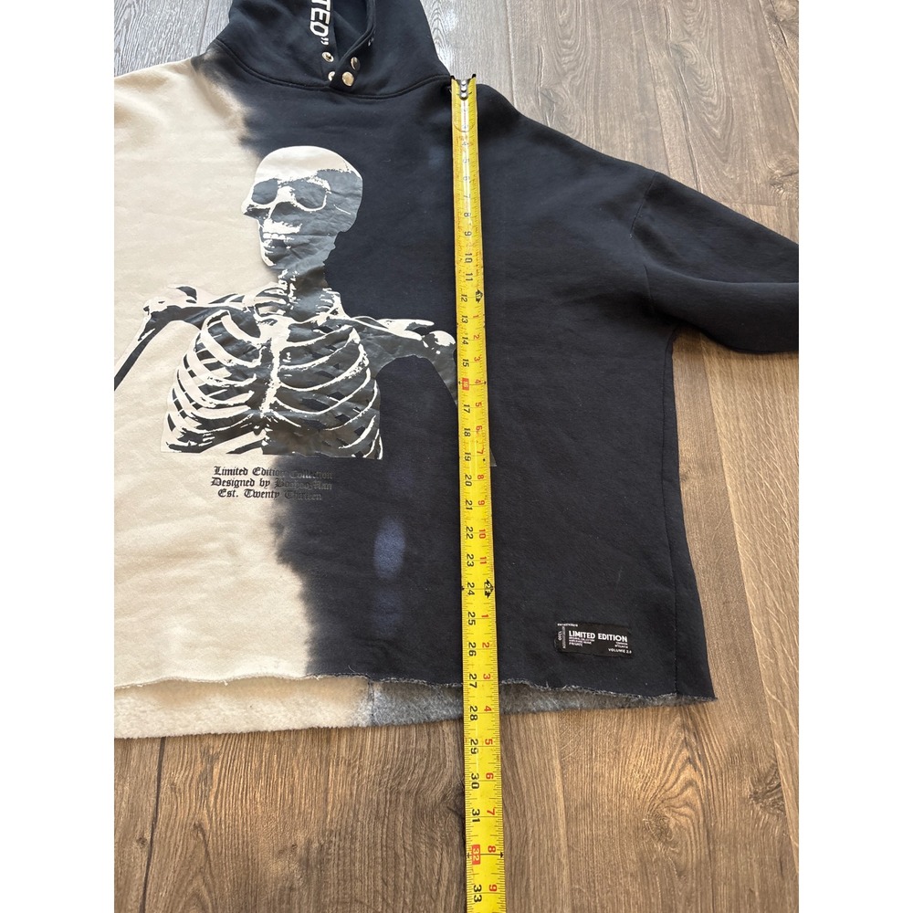 BoohooMAN Limited Edition Skeleton Tie Dye Hoodie Sweatshirt Black Cream Size L - Picture 8 of 9